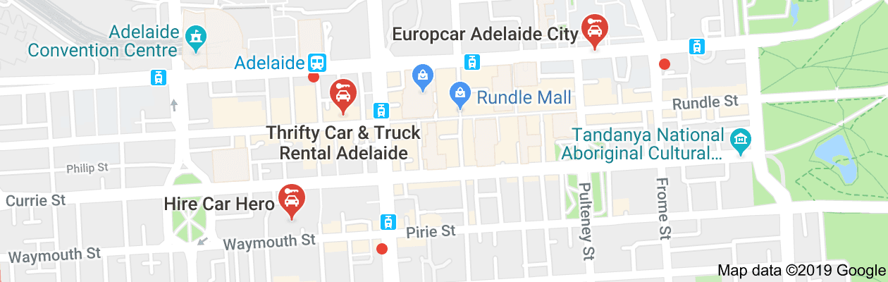 Rent a Car in Adelaide City CBD -   Pickup Map